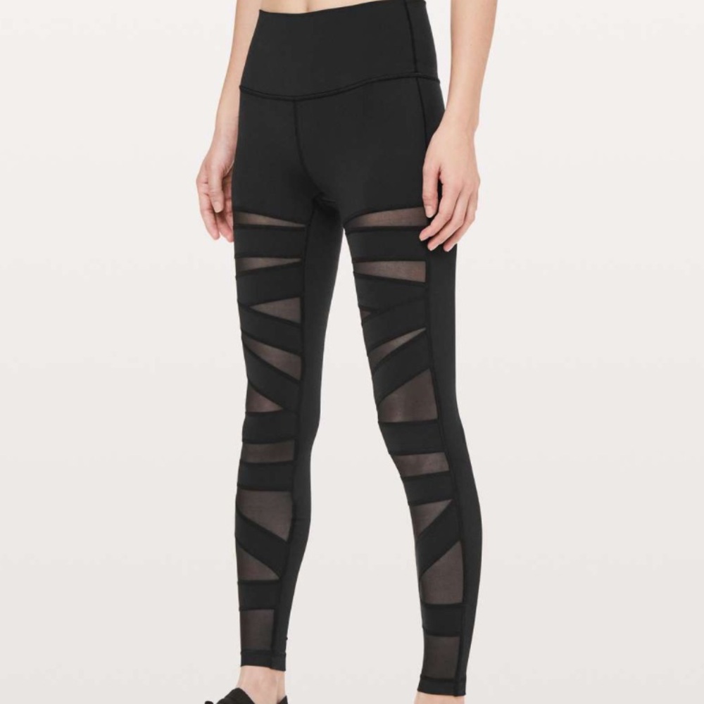 lululemon athletica Black Mesh Insert High-Rise Leggings